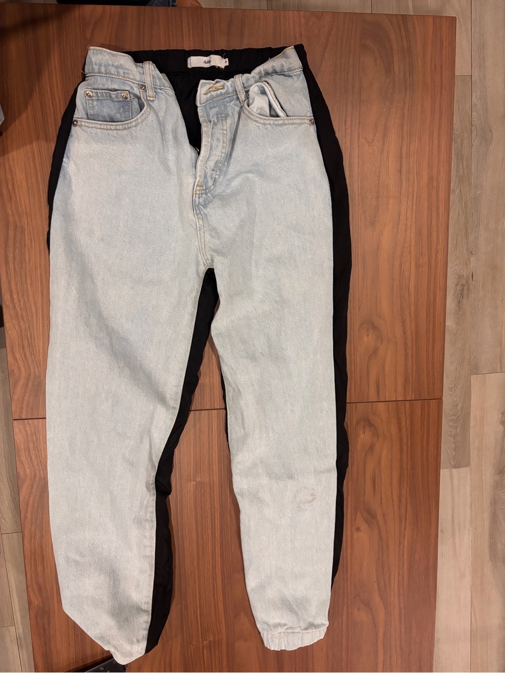 Adika Light Blue and Black Two-Tone Boyfriend Jeans